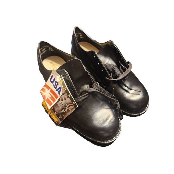 Wolverine vintage Oxford lace up black leather oil resistant shoe size 7 - Picture 2 of 10